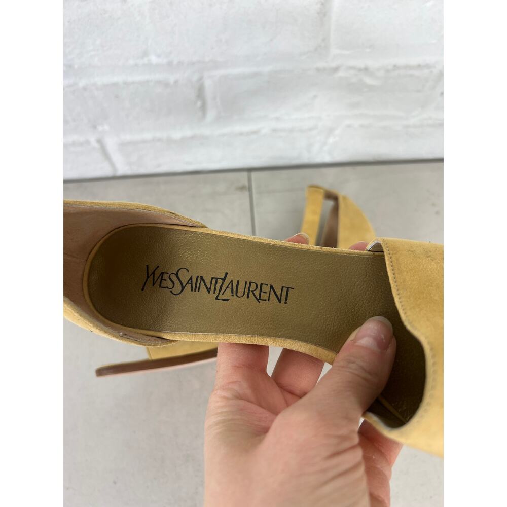 Yves Saint Laurent Womens Suede Block Heel Open Toe Ankle Strap Sandals Size 8.5 - Picture 5 of 6